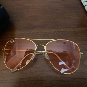 Ray-Ban Gold Aviators with Rose Lenses
